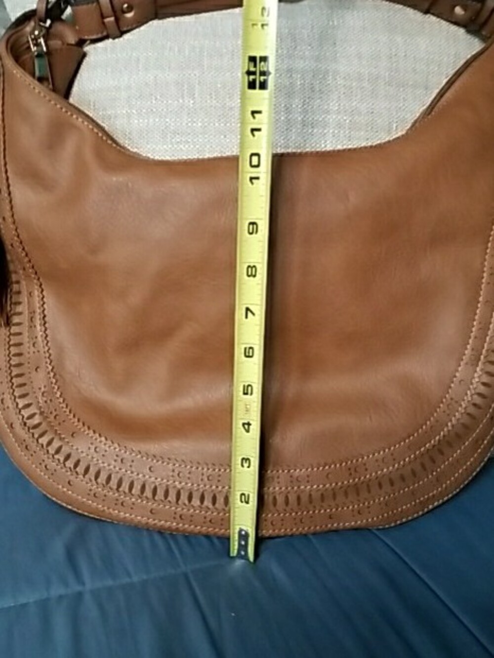 Macy's Large Brown Leather Shoulder Bag with Tassel - Picture 4 of 16
